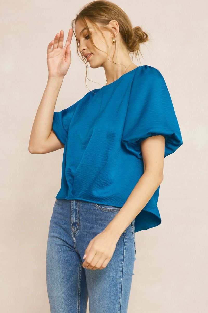 The Chandler Satin Short Sleeve Top