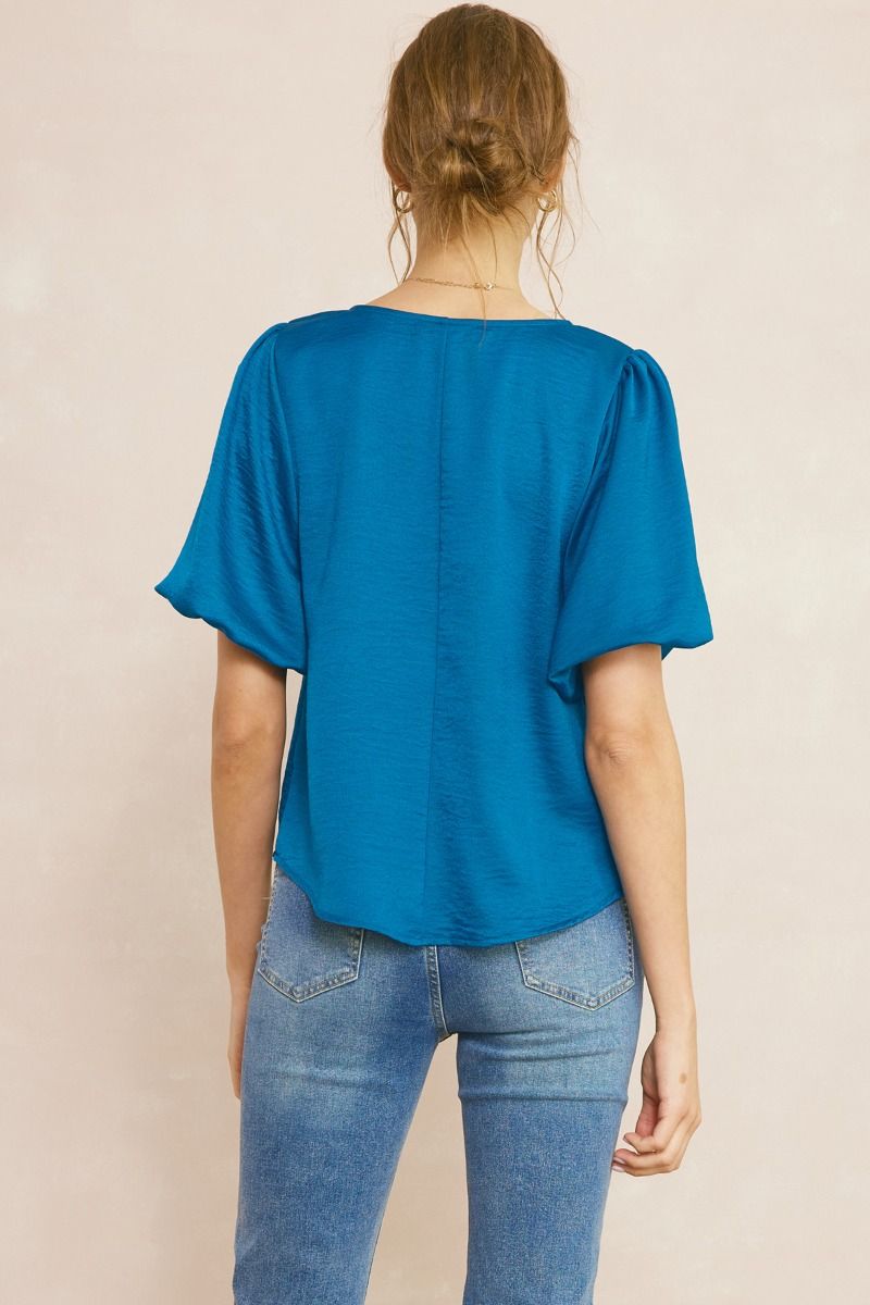 The Chandler Satin Short Sleeve Top