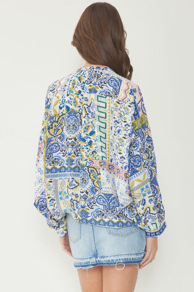 The Majorca Paisley Print Draped Back Bodysuit