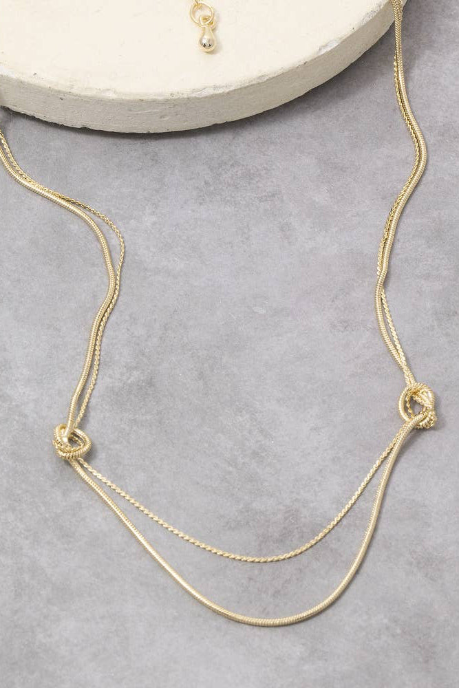 The Double Strand Knotted Gold Layer Necklace