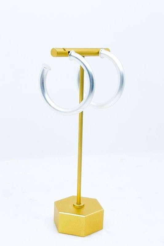 Matte C-Hoop Tube Earrings