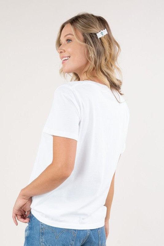 The Keira Cotton V-Neck Short Sleeve T-Shirt