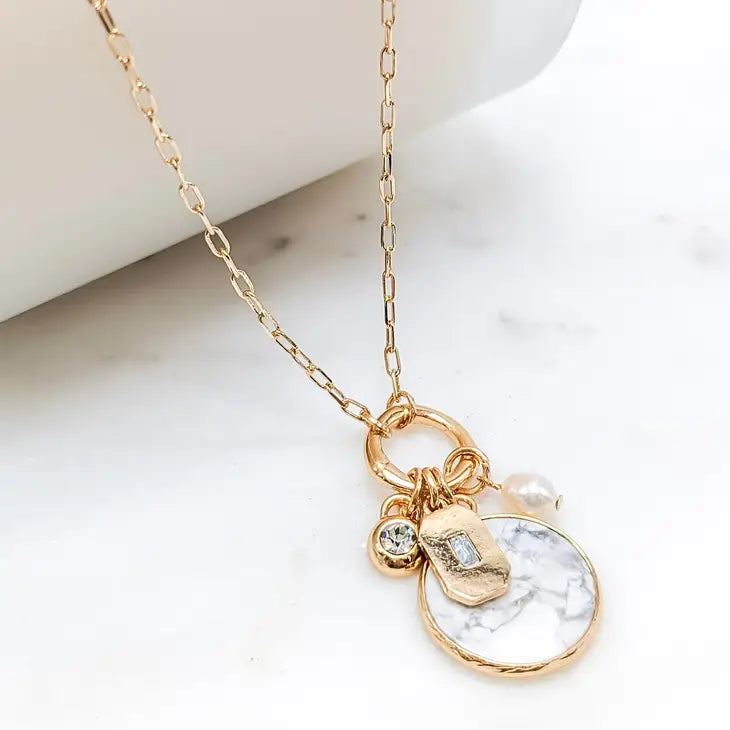 The August Stone Disk Charm Necklace