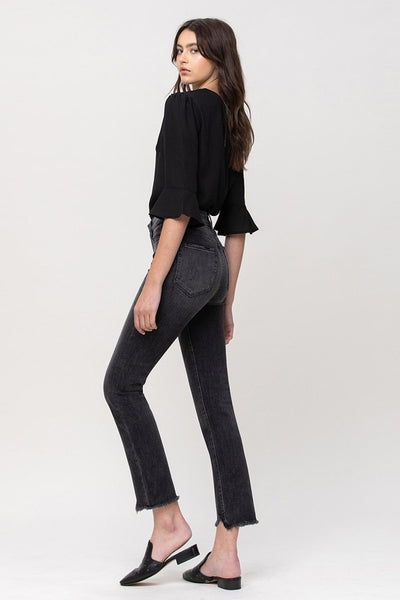 The Delta Dawn Black High Rise Straight Crop Jeans
