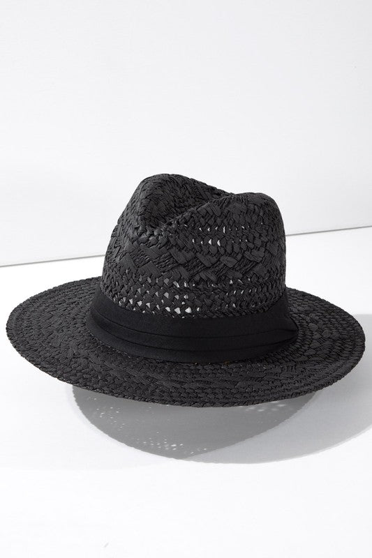 Boho Chick Straw Panama Hat with Ribbon Detail