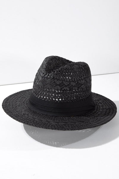 Boho Chick Straw Panama Hat with Ribbon Detail