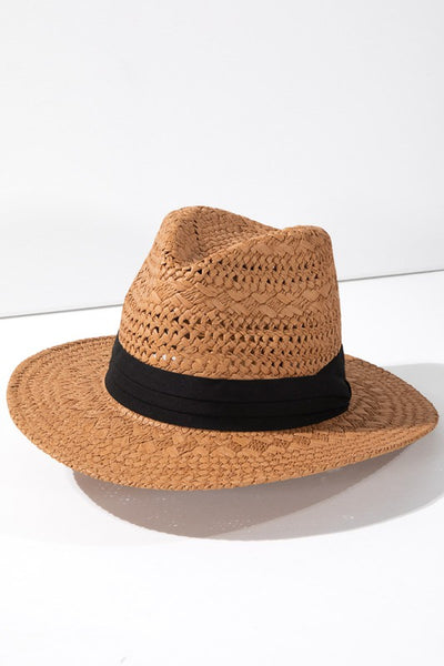 Boho Chick Straw Panama Hat with Ribbon Detail