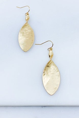Hammered Drop Leaf Earrings