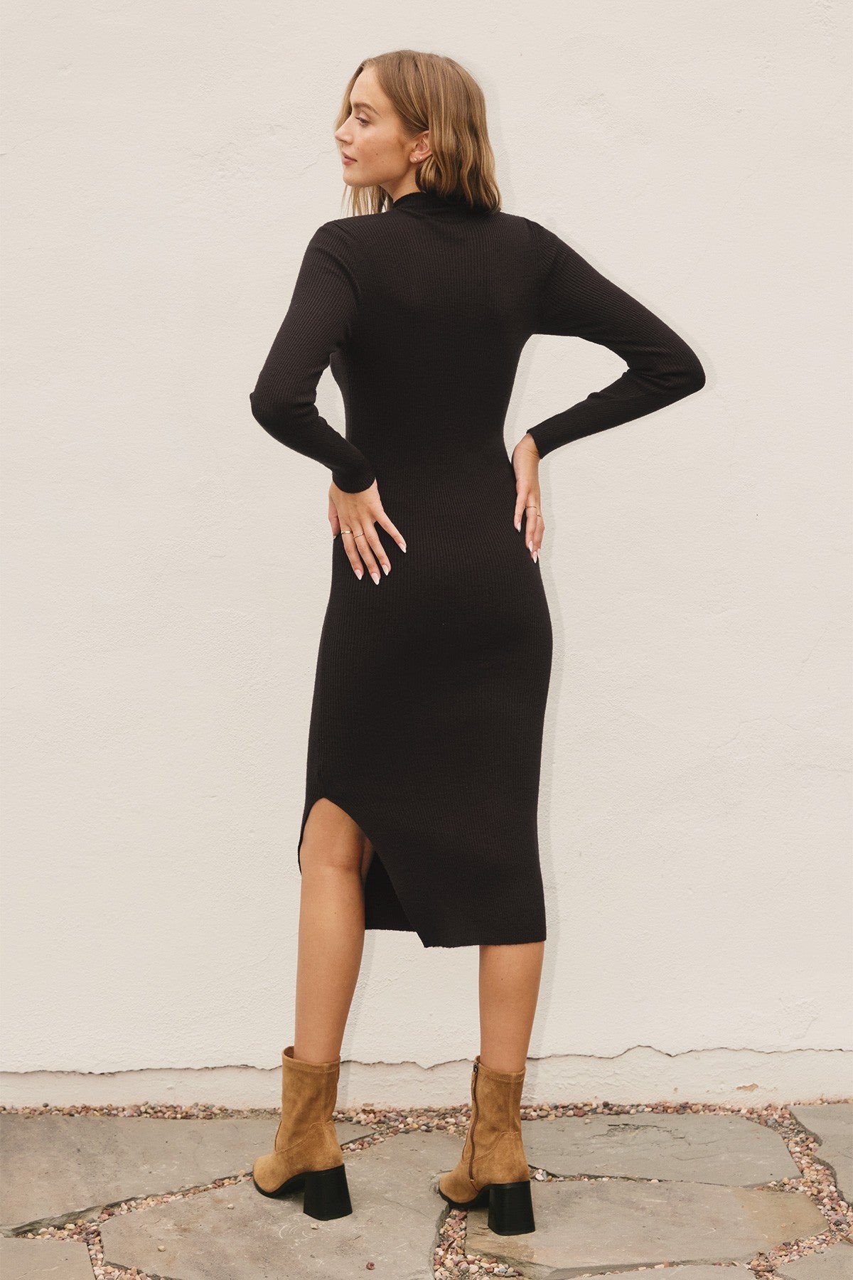 The Best Thing Ribbed Mock Neck Sweater Dress