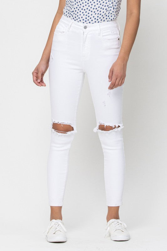 The Angela White High Rise Distressed Skinny Jeans