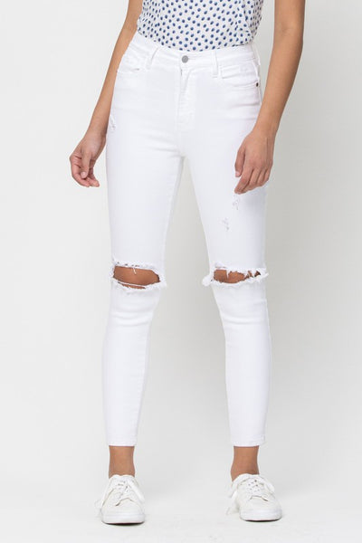 The Angela White High Rise Distressed Skinny Jeans