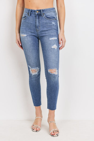 The Francis Distressed High Rise Scissor Cut Skinny Jeans