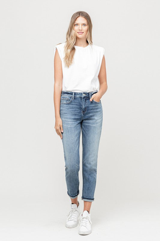 The First Love Cuffed Stretch Boyfriend Jeans