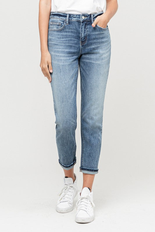 The First Love Cuffed Stretch Boyfriend Jeans