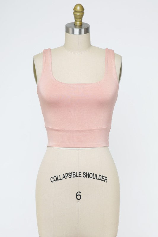 The River Knit Square Neck Fitted Tank Top