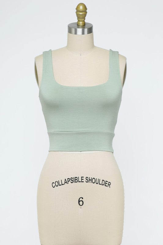 The River Knit Square Neck Fitted Tank Top