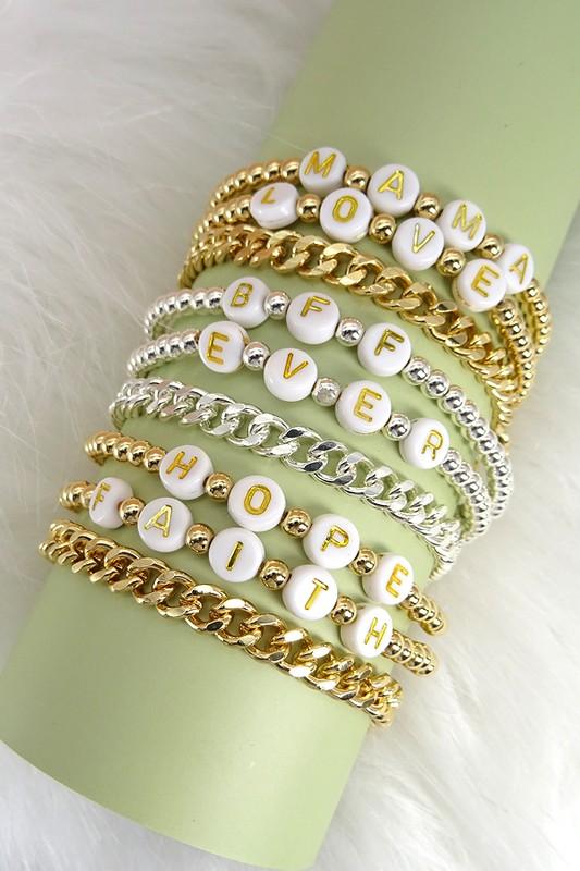 Stretchable Chain Beaded Word Bracelet
