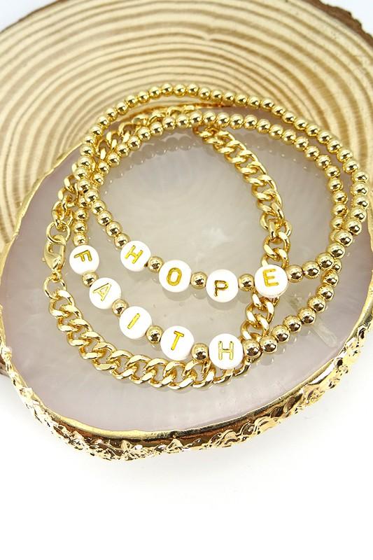 Stretchable Chain Beaded Word Bracelet