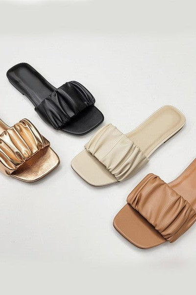 The Whitney Faux Leather Slide Sandals