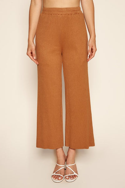 The Penny Ribbed Knit Cropped Wide Leg Pants