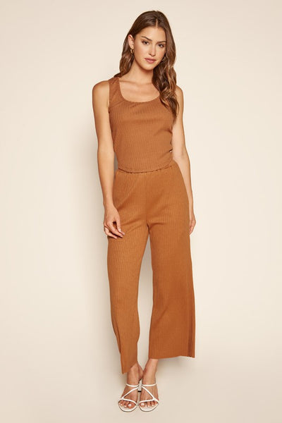 The Penny Ribbed Knit Cropped Wide Leg Pants