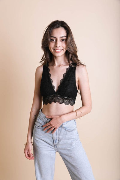 The Payton Padded Plunge Lace Bralette