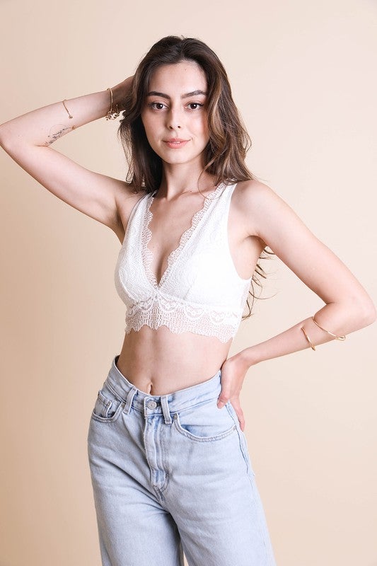 The Payton Padded Plunge Lace Bralette