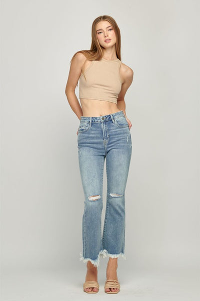The Astrid Light Wash Cropped Flare Jeans