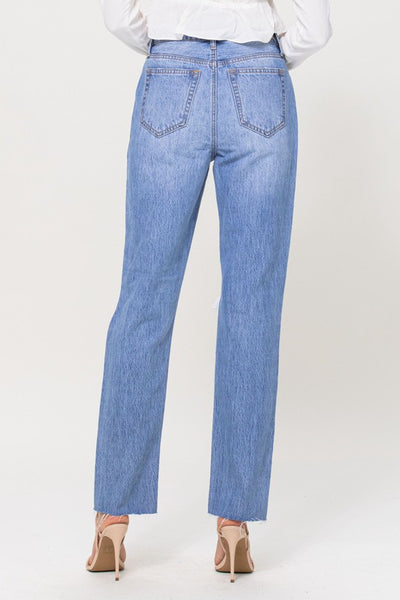 The Giselle High Rise Straight Distressed Jeans