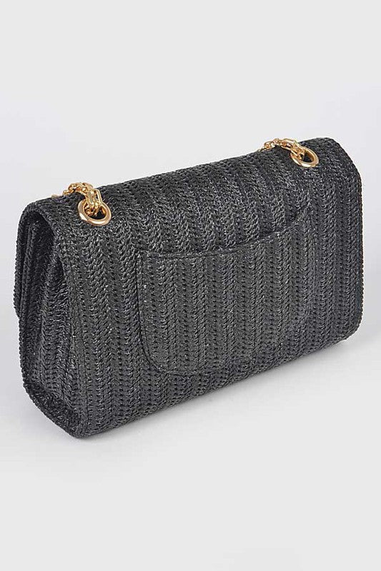 Faux Straw Shoulder Bag