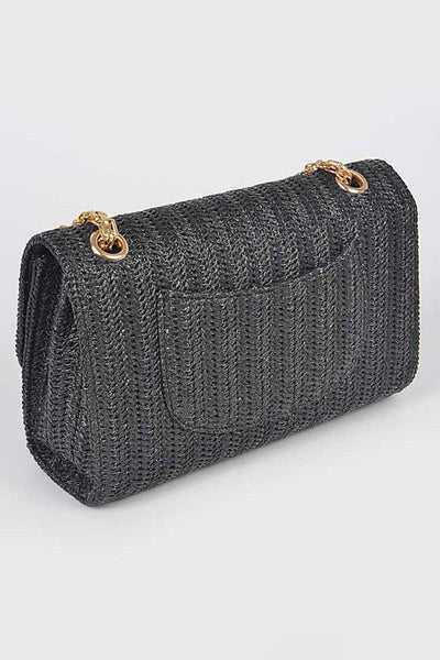 Faux Straw Shoulder Bag