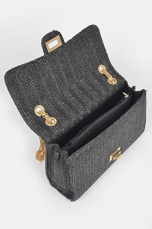 Faux Straw Shoulder Bag