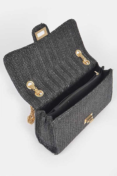 Faux Straw Shoulder Bag