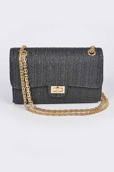 Faux Straw Shoulder Bag