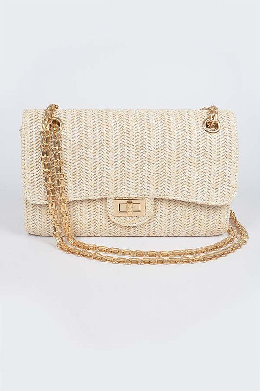 Faux Straw Shoulder Bag