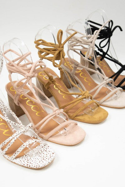 The Soren Lace Up Block Heels