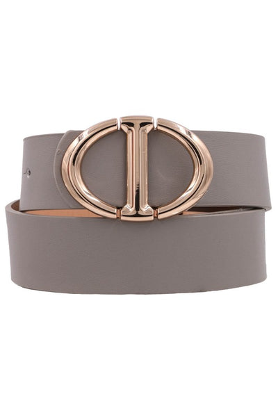 Gold D Buckle Faux Leather 1.25" Belt