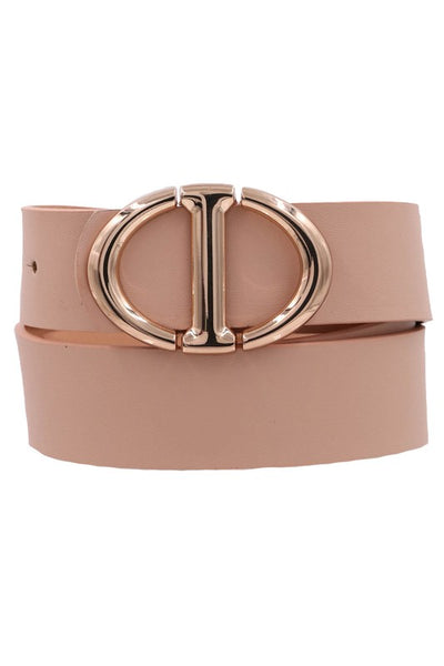 Gold D Buckle Faux Leather 1.25" Belt