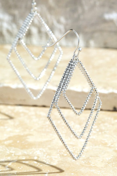 Three Tier Beaded Diamond Earrings