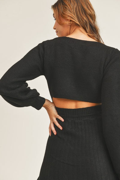The Pippa Long Sleeve Knit Mini Dress With Cutout Waist