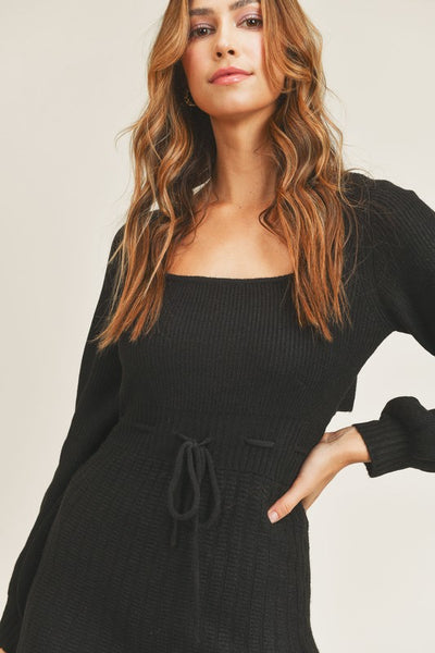 The Pippa Long Sleeve Knit Mini Dress With Cutout Waist
