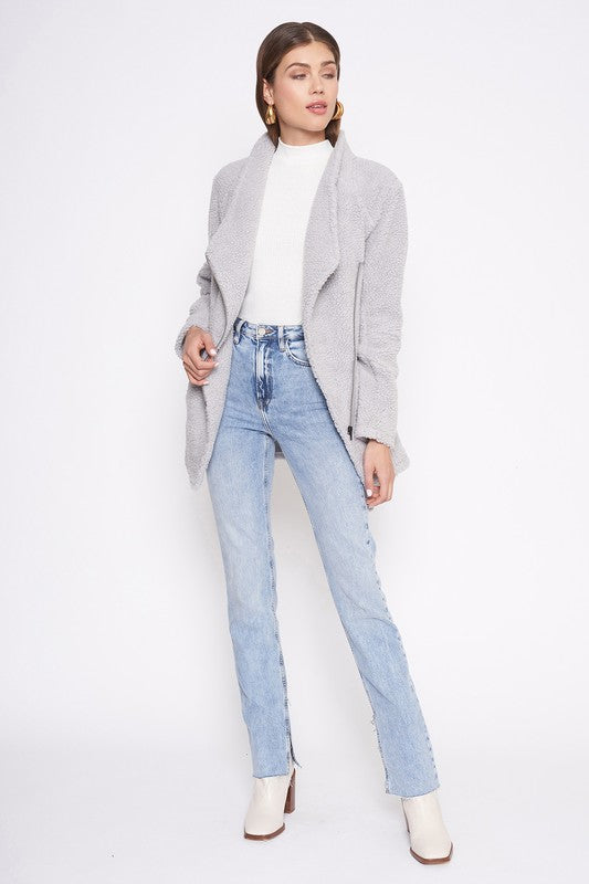 The Galway Grey Asymmetrical Fleece Jacket