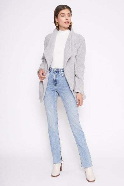 The Galway Grey Asymmetrical Fleece Jacket