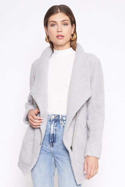The Galway Grey Asymmetrical Fleece Jacket