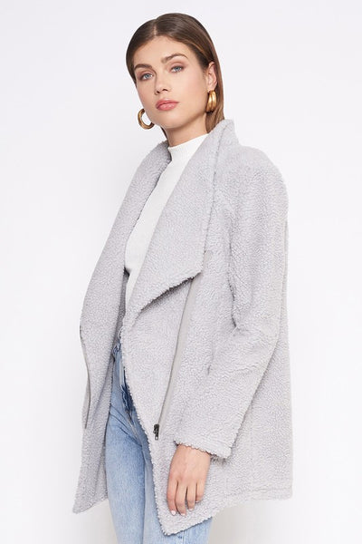 The Galway Grey Asymmetrical Fleece Jacket