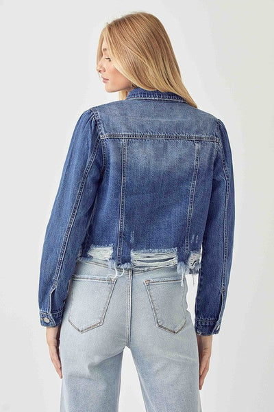 The Frankie Distressed Cropped Denim Jacket