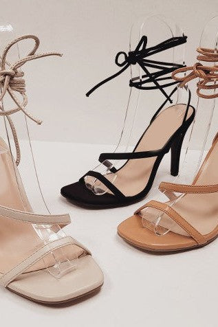 The Desiree Lace Up Open-Toe Heel