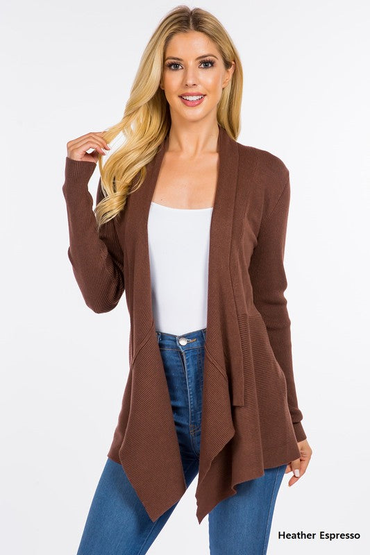 The Camille Ribbed Waterfall Cardigan