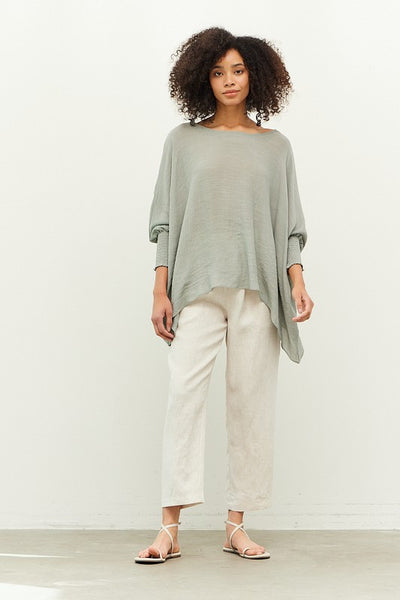 The Gina Greige Tapered Linen Pants