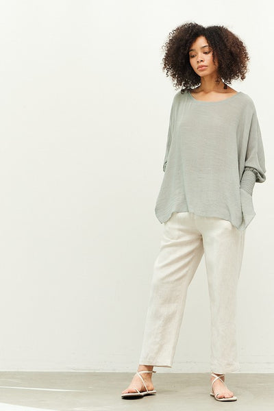 The Gina Greige Tapered Linen Pants